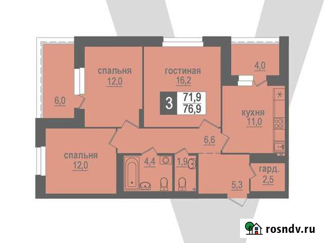 3-комнатная квартира, 76 м², 16/17 эт. на продажу в Кольцово Кольцово - изображение 1