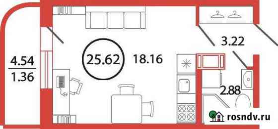 Квартира-студия, 25 м², 4/12 эт. на продажу в Буграх Бугры