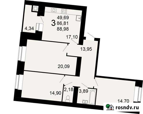 3-комнатная квартира, 89 м², 5/15 эт. на продажу в Рязани Рязань - изображение 1