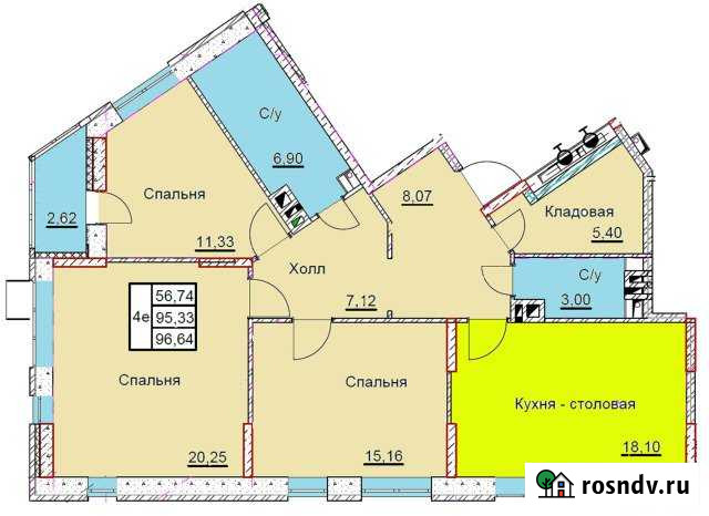 4-комнатная квартира, 96 м², 8/9 эт. на продажу в Воронеже Воронеж - изображение 1