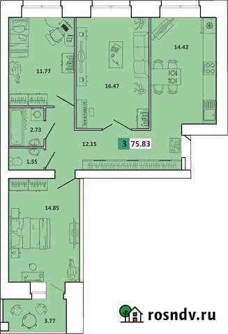 3-комнатная квартира, 76 м², 4/10 эт. на продажу в Архангельске Архангельск - изображение 1