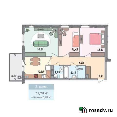 3-комнатная квартира, 73 м², 3/5 эт. на продажу в Петрозаводске Петрозаводск - изображение 1