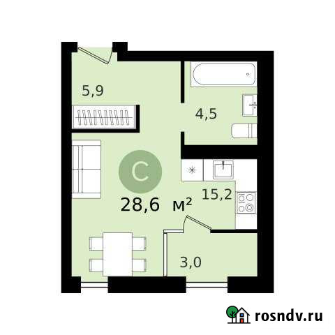 Квартира-студия, 28 м², 9/11 эт. на продажу в Екатеринбурге Екатеринбург - изображение 1