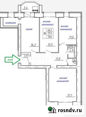 3-комнатная квартира, 78 м², 9/9 эт. на продажу в Новочебоксарске Новочебоксарск - изображение 1