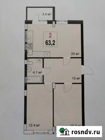 2-комнатная квартира, 63 м², 3/3 эт. на продажу в Афипском Афипский - изображение 1