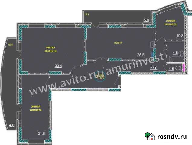 3-комнатная квартира, 133 м², 9/17 эт. на продажу в Благовещенске Благовещенск - изображение 1
