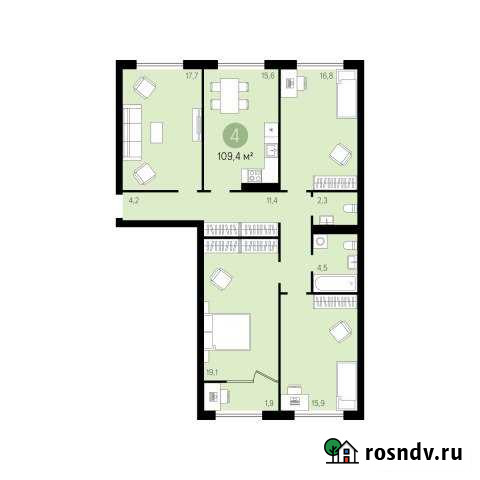 4-комнатная квартира, 111 м², 2/5 эт. на продажу в Новосибирске Новосибирск - изображение 1