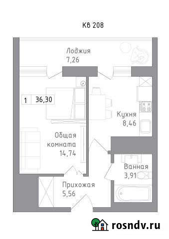 1-комнатная квартира, 36 м², 4/18 эт. на продажу в Батайске Батайск - изображение 1