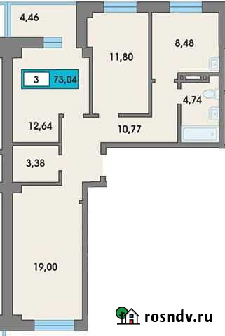 3-комнатная квартира, 73 м², 2/9 эт. на продажу в Сосновоборске Красноярского края Сосновоборск - изображение 1