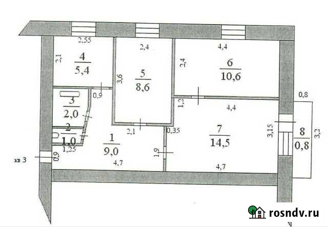3-комнатная квартира, 51 м², 3/5 эт. на продажу в Морозовске Морозовск - изображение 1
