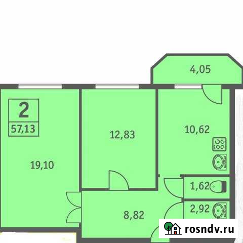 2-комнатная квартира, 57 м², 2/10 эт. на продажу в Железногорске Курской области Железногорск - изображение 1