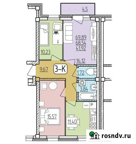 3-комнатная квартира, 69 м², 4/9 эт. на продажу в Улан-Удэ Улан-Удэ - изображение 1
