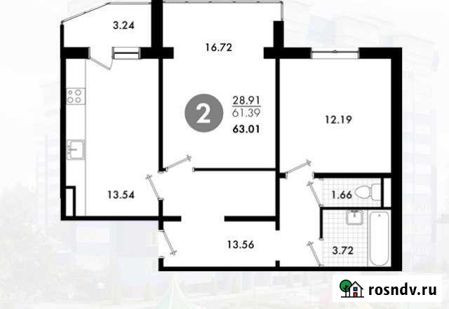 2-комнатная квартира, 63 м², 2/10 эт. на продажу в Брянске Брянск - изображение 1