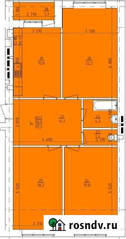 3-комнатная квартира, 99 м², 5/9 эт. на продажу в Таганроге Таганрог - изображение 1