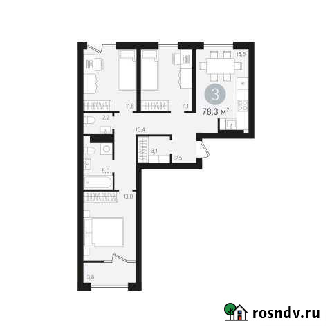 3-комнатная квартира, 78 м², 5/8 эт. на продажу в Сургуте Сургут - изображение 1