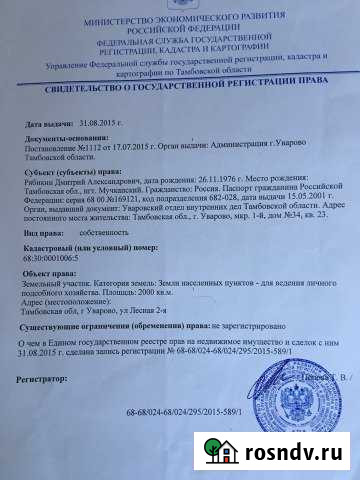 Участок ИЖС 20 сот. на продажу в Уварово Уварово - изображение 1