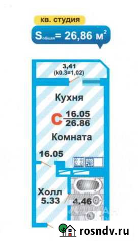Квартира-студия, 28 м², 10/17 эт. на продажу в Домодедово Домодедово - изображение 1