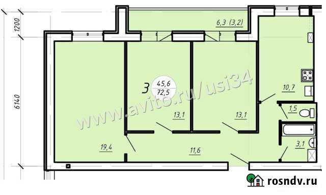 3-комнатная квартира, 77 м², 5/5 эт. на продажу в Волжском Волгоградской области Волжский - изображение 1