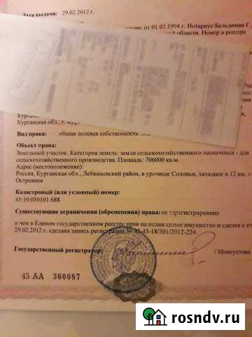 Участок промназначения 70 сот. на продажу в Лебяжьем Курганской области Лебяжье - изображение 1