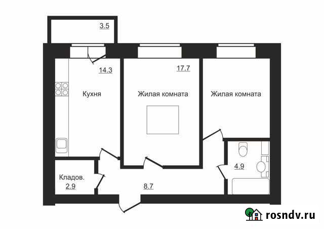 2-комнатная квартира, 61 м², 1/3 эт. на продажу в Пскове Псков - изображение 1