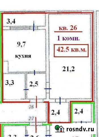 1-комнатная квартира, 42 м², 1/3 эт. на продажу в Новочеркасске Новочеркасск - изображение 1