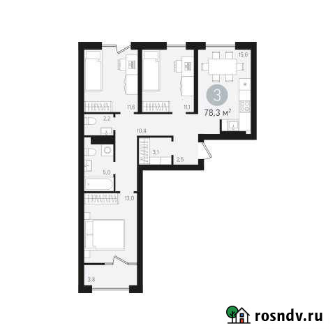 3-комнатная квартира, 78 м², 4/8 эт. на продажу в Сургуте Сургут - изображение 1