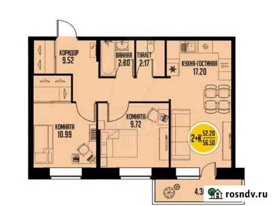 3-комнатная квартира, 56 м², 17/19 эт. на продажу в Тобольске Тобольск