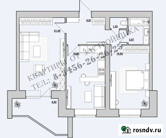 2-комнатная квартира, 67 м², 5/10 эт. на продажу в Тобольске Тобольск - изображение 1