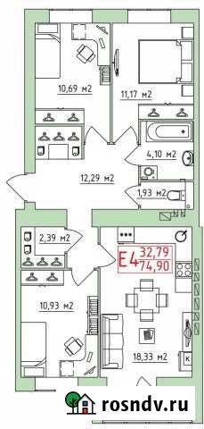 3-комнатная квартира, 74 м², 7/10 эт. на продажу в Рязани Рязань - изображение 1